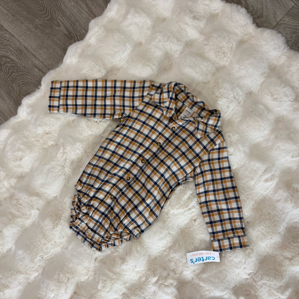 WRANGLER|LEE|CARTER’S Western Baby lot denim overalls flannel striped onesie 18M - Picture 7 of 8